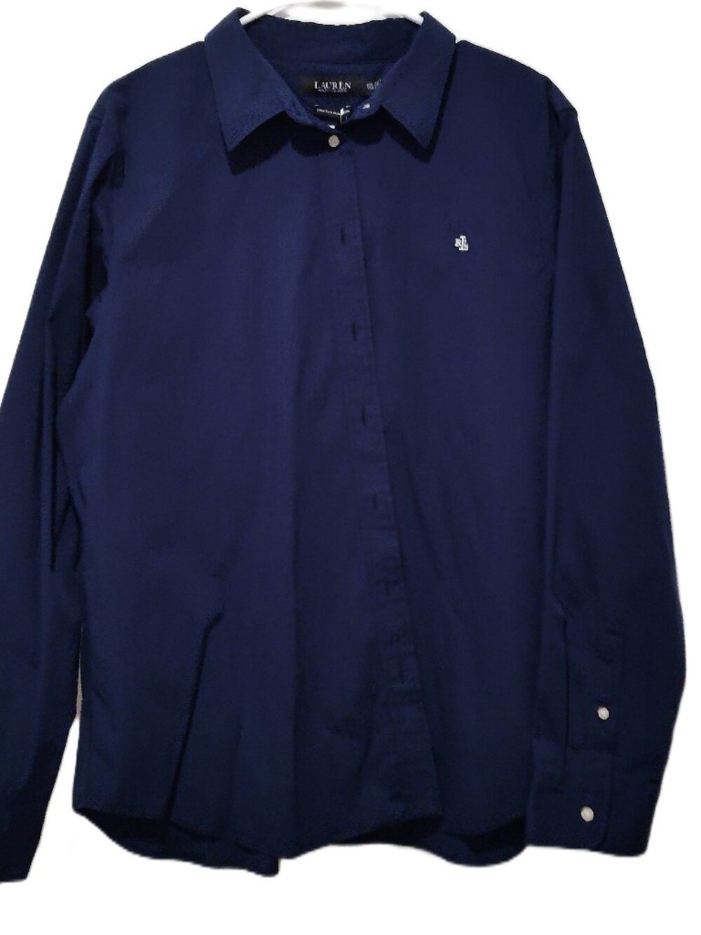 NWTS Lauren Ralph Lauren size XXL Navy blue long sleeve button front Shirt